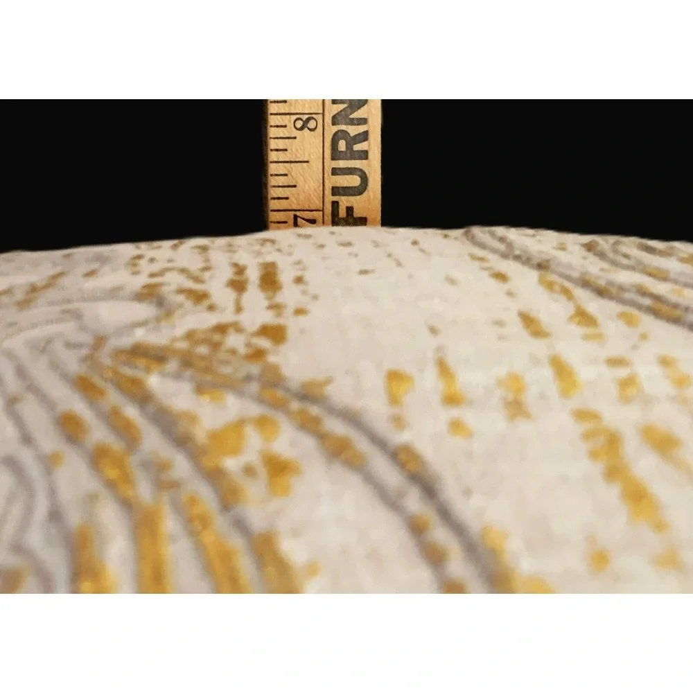 2 Gold Metallic Stump Embroidery Linen Feather Down Show Pillows Diem M. Abram
